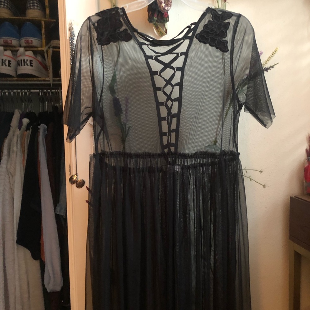 Black sheer formal dress